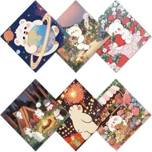 크리에이티브캐빈 6팩 귀여운 곰돌이 안경 청소용 천 극세사 부드러운 다색 클리너 선글라스 재사용 두꺼운