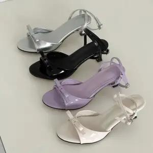 여자 여름데일리 구두 슬림리본 스트랩 장식 토오픈힐 오픈토슈즈 토오픈슈즈 토오픈구두