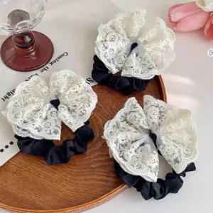 여성 귀여운 레이스끈 나비 리본 쫀쫀 짱짱 머리끈 헤어끈 안끊어지는머리끈