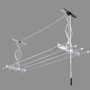 베란다 빨래 건조대 수동식 스테인리스 2단 천장 빨래 건조대 고정 리프트 튼튼한 고정식 실내 봉형 높이