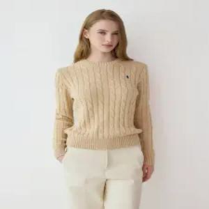 [라파클럽][라파클럽] 여성 라운드 케이블 꽈배기 면 100% 니트 스웨터