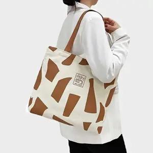 대용량비치가방 유니크패턴 캔버스 에코백 숄더백 편한가방 지퍼잠금