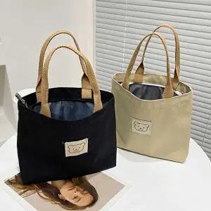 여성버킷백 곰돌이 라벨 미니 캔버스 에코 숄더백 사계절 패션백