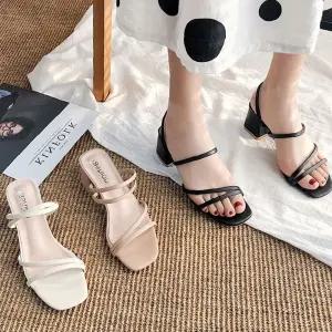 샌들 쪼리 미들힐 여름샌들 여름슬리퍼 구두 3컬러 썸머쪼리 스트랩구두 스트랩 통굽 여성