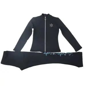 프리미엄 피겨연습복 트레이닝 의상 스케이트 여성 훈련복 스케이팅 블랙 플리스 무다이아몬드