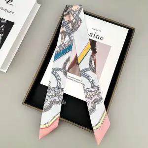 (쓰러담아) 실크 스카프 쁘띠 방도 타이 미니 머플러