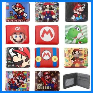 슈퍼 마리오 남성 애니메이션 피규어 지갑, 공주 피치 요시 루이지 브라더스, 만화 PU 동전 카드홀더 보관