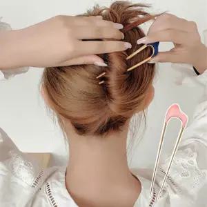 여성 메탈 마블 U자 비녀 1P 올림머리 똥머리 고정 ElI7+2mHM