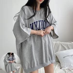 라운드티셔츠 브루클린 오버핏 맨투맨 스타일 반팔 티셔츠