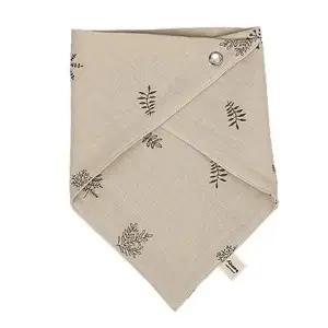 이중거즈 베이지풀잎 턱받이 국내제작 스카프빕 순면 유아