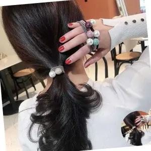 여성 묶음 머리 투 방울 포인트 머리끈 고무줄