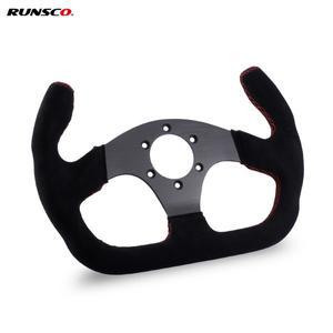 플랫 GT 스티어링 휠 스웨이드 레이싱 카 게임 림 양극 산화 알루미늄 블랙 혼 단추 포함 325mm