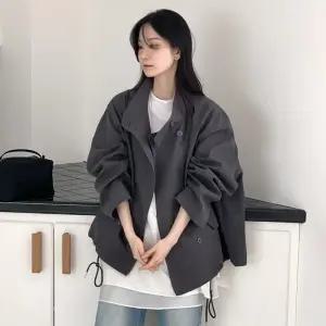 덴키 하프넥 오버핏 미디 더블 트렌치 코트 - 2 color