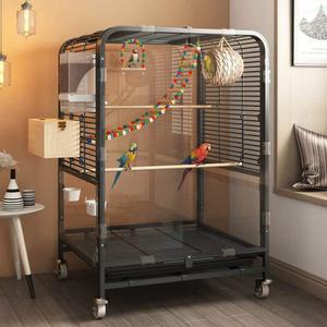 앵무새 새장 잉꼬 럭셔리 찌르레기 앵무 A 블랙스탠드폴 밥그릇5종세트