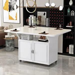 접이식 수납장 - 식탁 아일랜드 보조테이블 바 작업대 화이트80cm 이동식 홈바 홈 주방