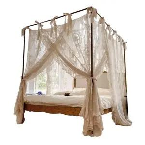 침대캐노피 레이스 가리개천 실커튼 (2)