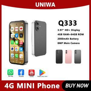 UNIWA Q333 미니 스마트폰 4GB 램 64GB 저장용량 4G 네트워크 풀밴드 2000mAh 배터리 휴대폰 구글 플레이
