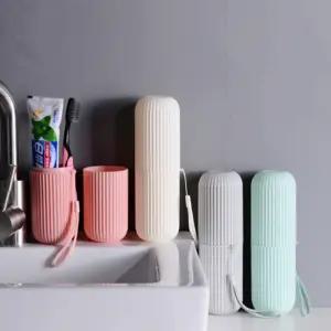 휴대용 칫솔케이스 치약 칫솔통 양치컵 겸용 세면도구 보관함 여행 직장 가정