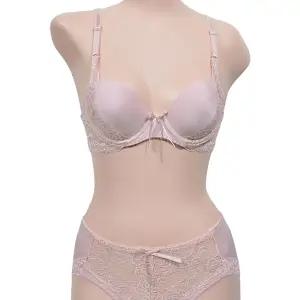 폭스 로맨틱한 레이스 리본 포인트 3/4컵 와이어 B컵 브라팬티세트