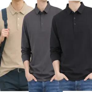봄 가을 남자 스판 카라 긴팔 티셔츠 남성 간절기 춘추 중년 50대 일상복 출근복