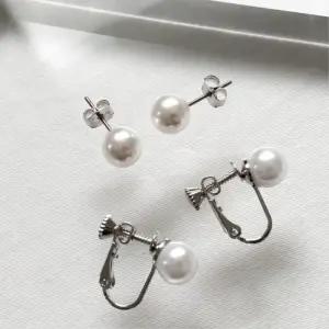 심플 진주 알 구슬 귀걸이 나사형 귀찌 하객룩 패션
