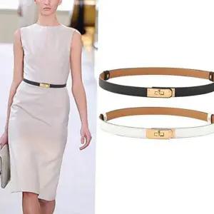 얇은 벨트 슬림 소가죽 원피스용 여성 가죽 벨트 드레스 정장용