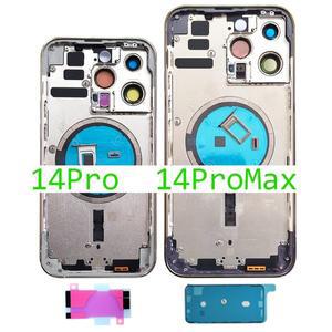 iPhone 14 Pro Max용 후면 하우징 배터리 커버중간 프레임 섀시측면 버튼 포함SIM 트레이 커버