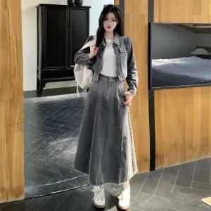 피로달 치마 청 여성용 가을 코트+롱 세트 빅사이즈 정장세트 HO3