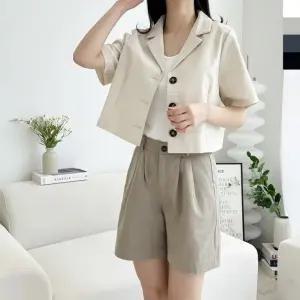 ACC SS1013W 여자  반밴딩 코튼 치노 핀턱 반바지