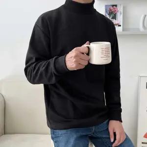 남자박스티 무지 기모 안감 면 목폴라 티셔츠 겨울철 데일리웨어