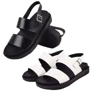 남성 발등 스트랩 버클 가죽샌들 플랫폼 여름 샌달 PXW5+8vpO