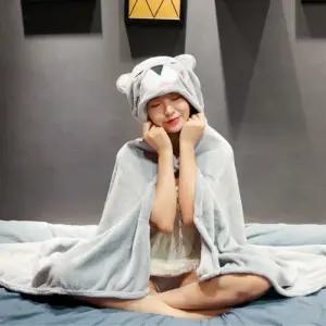 극세사 망토 후드 담요 대형 블랭킷 차량용 담요 JSz7+3sPZ