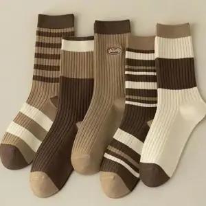중목양말 여성 데일리 감성 브라운 중목 양말 세트