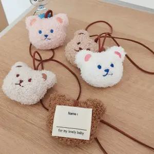 (마카담아)곰돌이 네임텍 캐리어 네임 분실방지가방이름표 귀여운 입학선물 눈에띠는 인형 인형택 초등 미