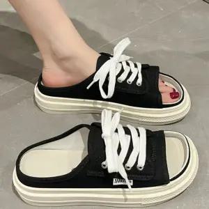 여성 앞 뒤 오픈 스니커즈 뮬 여름 운동화 슬리퍼 LiE3+2tKL