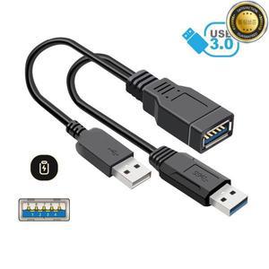 USB 3.0 암-듀얼 남성 추가 전원 공급 장치 데이터 연장 코드 어댑터 분배기 Y 케이블(2.5인치 모바일 하드