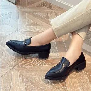 [SX64AW3]유광 통굽로퍼 여성 구두 심플 뽀족 로퍼