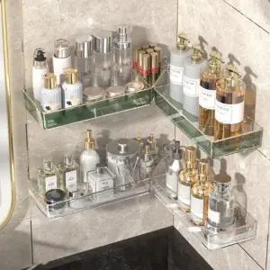 렉 욕실화장실 목욕 샤워실 주방 각도조절 욕실정리함 다용도 선반 투명