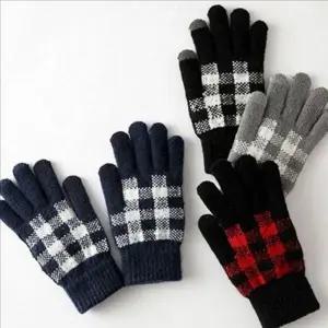 스마트터치 체크 터치 장갑 데일리 니트 터치 장갑 핸드폰 겨울
