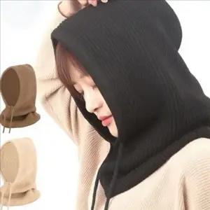 따뜻한 니트 바라클라바 데일리 겨울 바라클라바 후드 방한 골지 워머