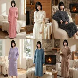 유니바운드 겨울잠옷 홈웨어 임산부원피스 여성원피스 임산부잠옷 실내복 여자잠옷 파자마파티 여성실내복