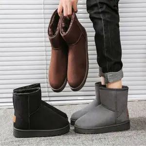 [에이치플러스몰]남성 스웨이드 앵클 털부츠 겨울 방한화 털신 데일리 숏부츠