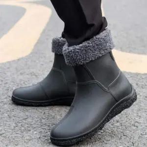 남성 겨울 무광 미들 하이탑 기모 레인부츠 방수 장화 숏부츠