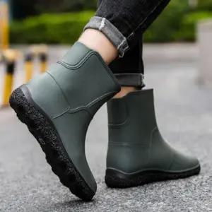 [에이치플러스몰]남성 숏 레인부츠 장화 남성용 방수 신발 워커형 레인슈즈