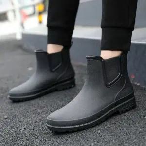 남성용 데일리 방수 레인부츠 발목 기장 작업용 장화 슈즈