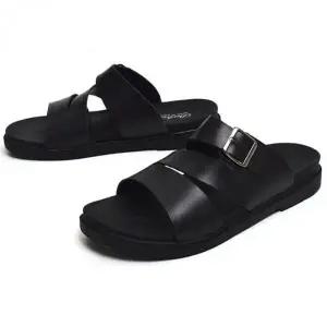 [에이치플러스몰]남성 쿠션 가죽 버클 슬링백 샌들 푹신한 데일리 슬리퍼