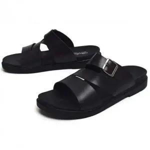 [RIZPICK]남성 쿠션 가죽 버클 슬링백 샌들 푹신한 데일리 슬리퍼