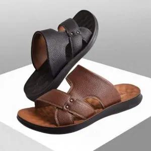 [RIZPICK]남성 가죽 슬리퍼 컴포트 슬림 샌들 편안한 데일리 신발