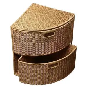 라탄 수납함 보관함 코너 정리함 바구니 라탄수납함 삼각