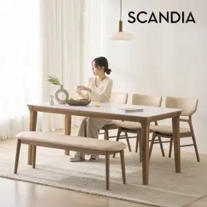 멜리토 포세린 통세라믹 6인용 원목 1700 식탁세트 의자3+벤치1)